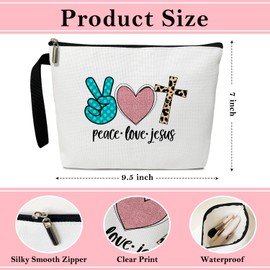 BSNZZIO Peace Love Cosmetic Bag for Women Friends Accessories Organizer, Christian Jesus Gifts, Travel Essentials Purse Toiletry Pouch Cosmetic Bag with Zipper(Peace Love Jesus)