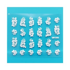 Generic Rose Flower Wrap Petals Rhinestone Nail Art Sticker Smy095 Silver Nail Wraps Art Stickers Manicure Supplies for Women for Home Nails Full Long Lasting Easy Apply and Remove