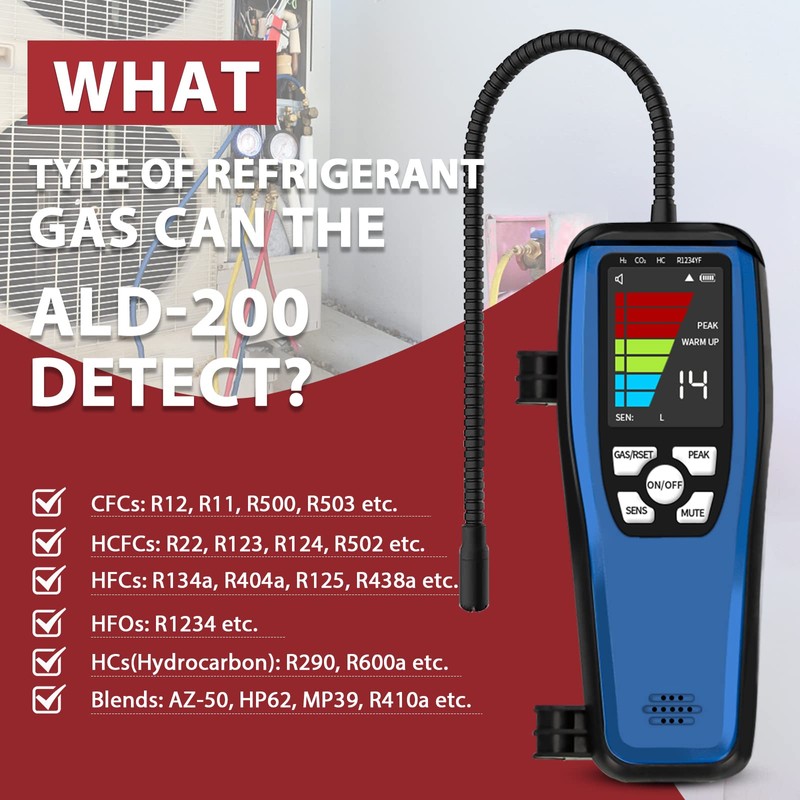 Refrigerant Gas Leak Detector, Simbow LD-200 Halogen Leak Detector, Freon