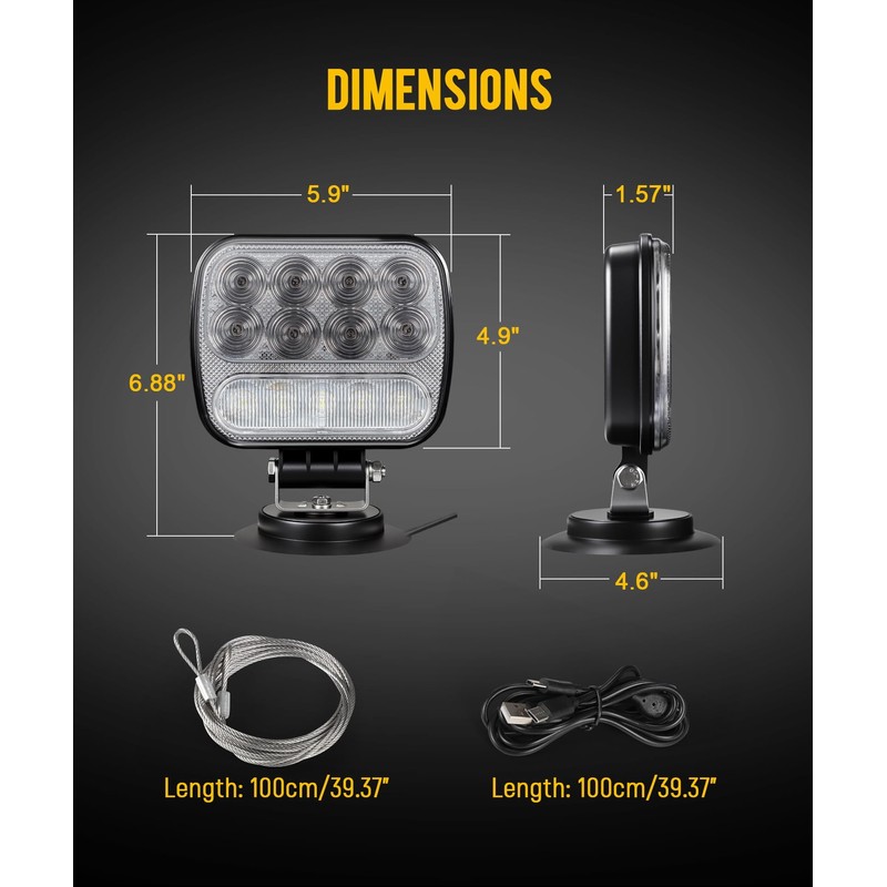 Partsam Wireless LED Trailer Light Kit Magnetic Towing Tail Light