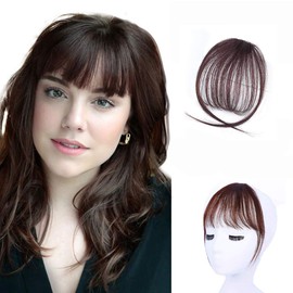 Tizzic Air Hair Bangs - Hair Clip In Bangs Hair Extensions Synthetic Flat Bangs With Temples，Invisible Nature Fringe Bangs Hairpiece For Women (DARK BROWN)