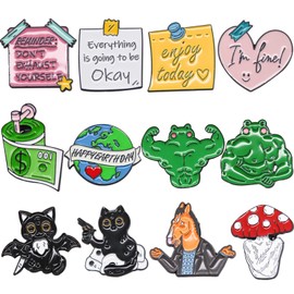 EuTengHap 12 Pieces Brooch Pin Cute Enamel Lapel Pin Backpacks DIY Craft Accessories Supplies, Metal
