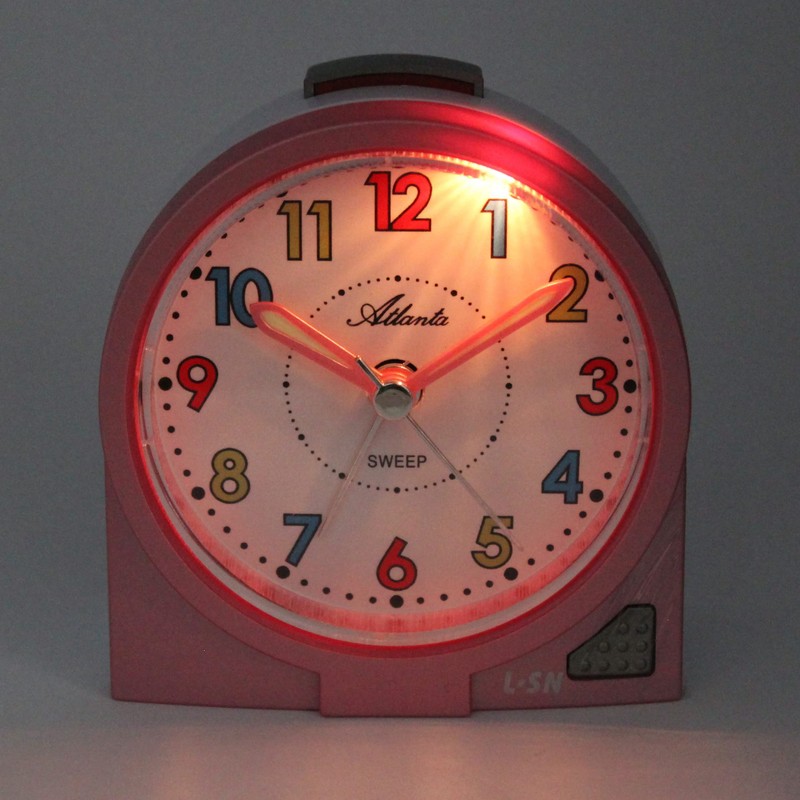 Atlanta 2127/17 Children's Alarm Clock without Ticking Analogue Girls Pink