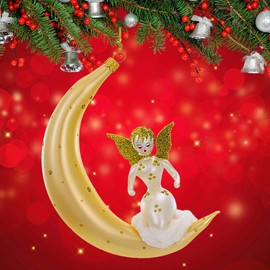 De Carlini Ornaments Goldie Moonbeam Glass Tree An142wf Angel Italian Ornament 5.50In (1Pc)