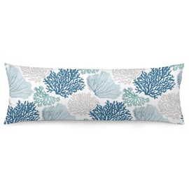 Nautical Blue Coral Body Pillow Cover Pillowcase with Zipper