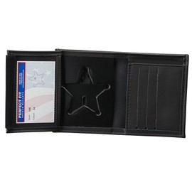 Perfect Fit Shield Wallets Ohio Sheriff 5 Point Star Badge and ID Holder Hidden Badge Wallet Black Leather (cutout 34)