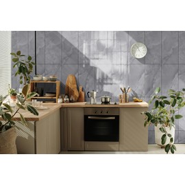 10-Pack Peel and Stick Marble Wall Panels - ICY Gray 12" x 24" PVC Waterproof Shower Tiles, Self-Adhesive Backsplash for Bathroom, Kitchen & Living Room Decor