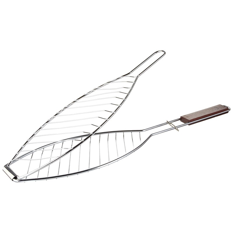 Outset QC70 Fish Grill Basket with Rosewood Handle