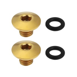 SING F LTD 2Set Bicycle Bleed Screw O Ring Bike Split Body Oil Cap Screw TC4 Titanium Alloy M5x10mm Bolts Compatible with Shimano XT SLX Zee Deore LX (Gold)