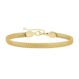 Coshilta 14k Gold Bracelets for Women - Gold cuff bracelets for women Gold Plated Bracelet 5mm Mesh Link Chain bracelets for Women Any Occasion (7.9in+1.18in XL)