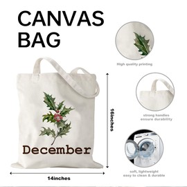 Women Gifts for Birthday, Birth Month Flower Tote Bag, Unique Bridal Party Gift Bridesmaid Wedding Tote Gift Best Friend Gift Holly Tote Bag Mother's Day Birthday Gifts for Women