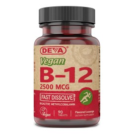 Deva Nutrition Vitamina B12 2500mcg Vegana 90 Tabs Sabor Sin Sabor