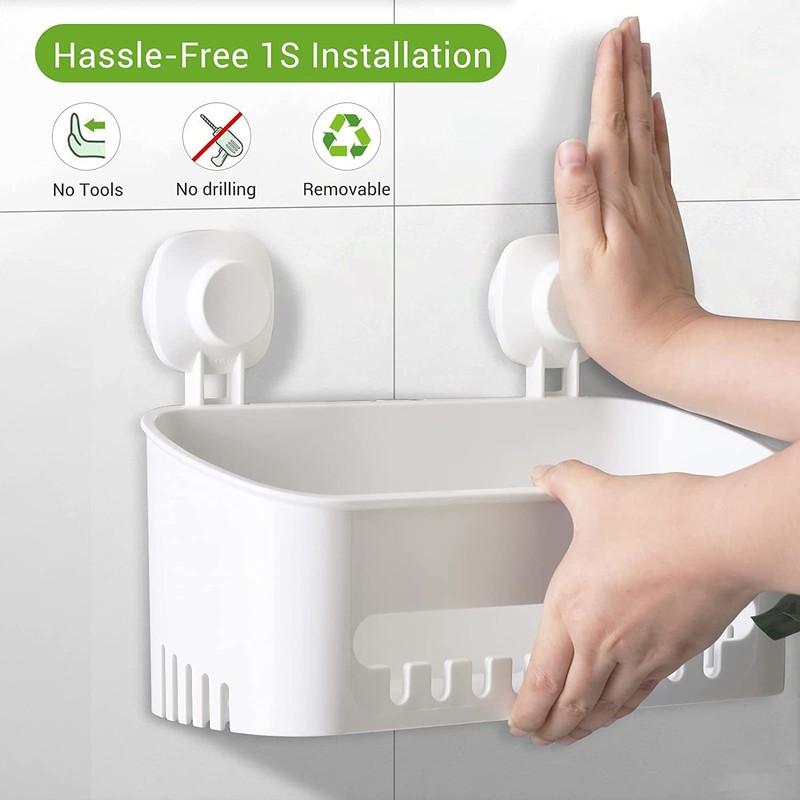 LUXEAR Suction Cup Shower Caddy - No Drilling Removable Shelf