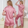 WJing Yi Jia Womens Pajama Sets 3Pcs Silk Satin Pajamas