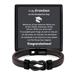 OMSEEN Grandson Graduation Gifts High School College Graduation Bracelet Gifts for Men Class of 2025 Love Knot Bracelet