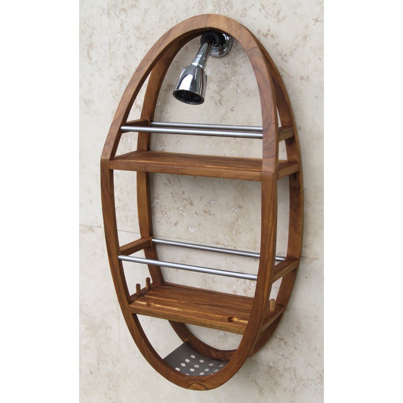AquaTeak The Original Moa Teak & Stainless Shower Organizer