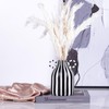 oliruim Black and White Striped Ceramic Vase with Double Ring