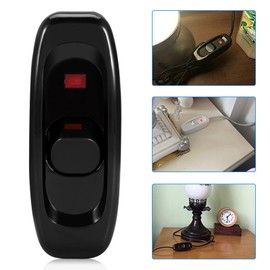 Cerlingwee Inline Switch, 5 Pieces AC 250V 10A Through-Through Switch, Inline On/Off Table/Desk Lamp Cable, Cable Switch with LED Indicator, Single Pole Switch for (Black)