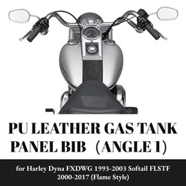 AC-MTORC PU Leather Gas Tank Panel Bib for Harley Dyna FXDWG 1993-2003 Softail FLSTF 2000-2017 (Black Flame Style)