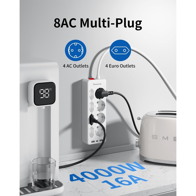 8-Way Power Strip with Surge Protection