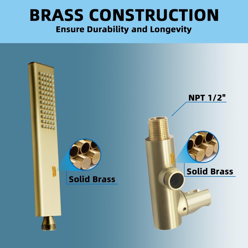 Backnets Solid Brass Handheld Shower Head Arc Design High Pressure
