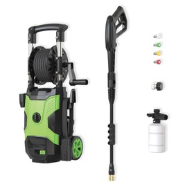 XWILLING Electric Pressure Washer, 2300 PSI 2.6 GPM with Hose Reel, Foam Sprayer, 4 Nozzles (0°/15°/25°/40°), 1800W Power, IPX5 Waterproof, Compact Trolley-Style Design for Home, Car, and Patio