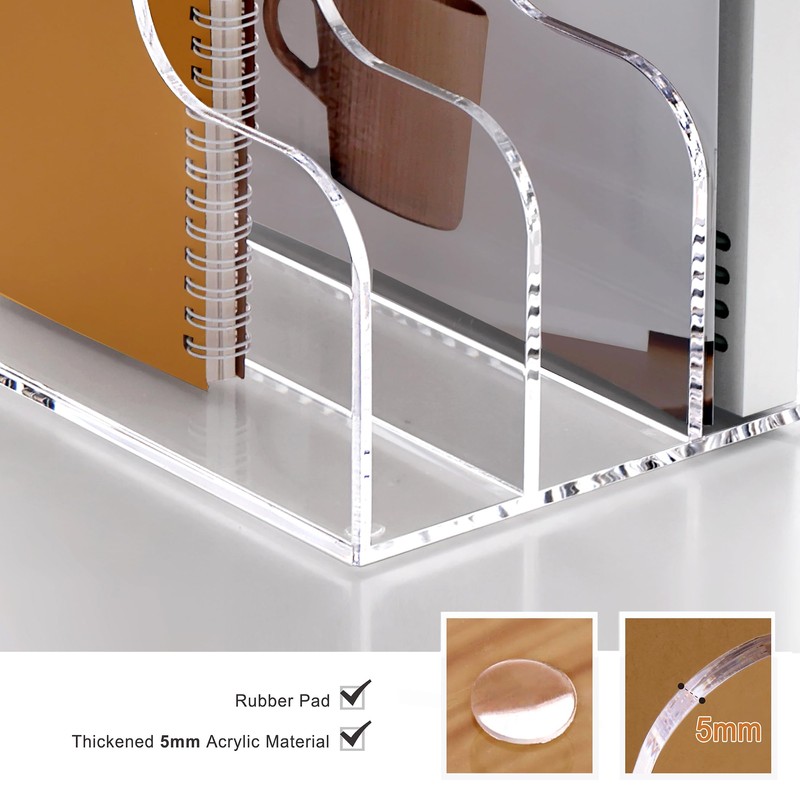 SANRUI Acrylic Desk Organizers, Clear Magazine File Holder, 5 Vertical