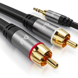 CSL - 3 m RCA Cable Stereo 3.5 mm Jack to 2 x RCA - AUX Input Audio 3.5 mm Jack Plug to 2 x RCA Male - Metal Housing Gold-Plated Audio Cable Double Shielded