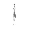 Pierced Owl Feather and Chains CZ Crystal Dangling Belly Button