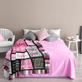 Basiole Birthday Gifts for Women Blanket 60’’X50’’, Gifts for Women Birthday Unique, Happy Birthday Decorations Gifts for Her/Girls/Mom/Sister/Friend, Women Birthday Gift Ideas, Female Bday Gifts