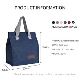 Lunch bag, Insulated Lunch Bag for Women Men, Lunch Containers Reusable Lunch Tote Bags for Work, Travel, Outdoor (Blue)