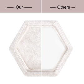 Etercycle Velvet Ring Box - Vintage Hexagon Premium Jewelry Display Holder Gift Box with Detachable Lid for Wedding Ceremony Proposal Engagement (Beige, 1 Slot)