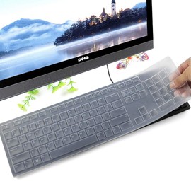 Keyboard Cover for Dell KB216 KB216b KB216t KB216d KB216p Wired & KM636 & Dell Optiplex 5250 3050 3240 5460 7450 7050 & Dell Inspiron AIO 3475/3670/3477 All-in one Desktop Keyboard Protector -Clear