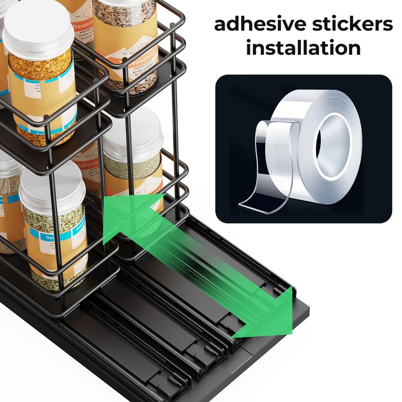 Mystozer Pull Out Spice Rack Organizer for Cabinet, Slide Out