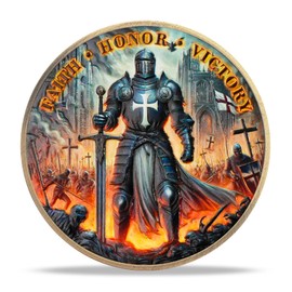IELCJJ Knights Templar Challenge Coin -Christian Challenge Coin - Knight Strength Courage Coin - Joshua 1:9 Religious Red Cross Token Good Luck Faith Coin Inspirational Gifts (F)