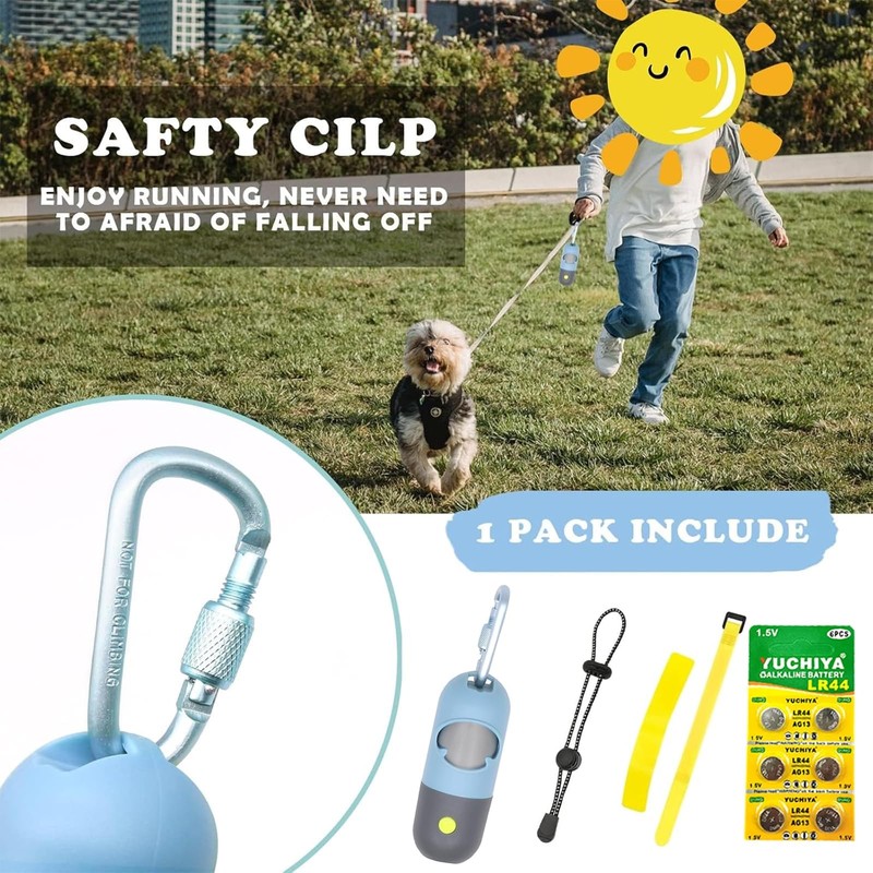 YUCHIYA Dog Poop Bags Holder with LED Flashlight, Sky Blue,
