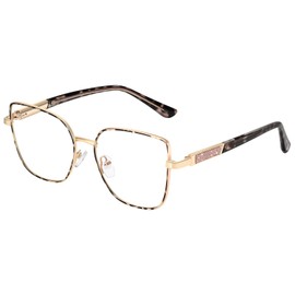 Dollger Blue Light Blocking Glasses for Women Trendy Oversized Computer Gaming Eyeglasses Cat Eye Metal Frame bluelight glasses(Leopard)