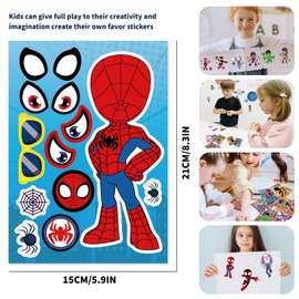 24 Pieces Spide Stickers, Heroes DIY Face Stickers, Gift Set for Children, Anime Spide Stickers, Party Bags, Goodie Bag Fillings, Spide Stickers for Laptop, Motorcycle, Scrapbook, Skateboard, Party