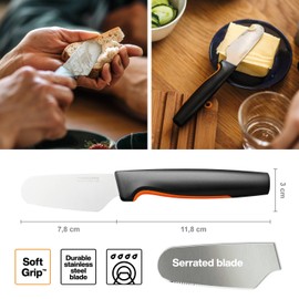 Fiskars Coltello da burro, Functional Form, Lunghezza totale: 20 cm, Acciaio inox giapponese/Plastica, 1057546