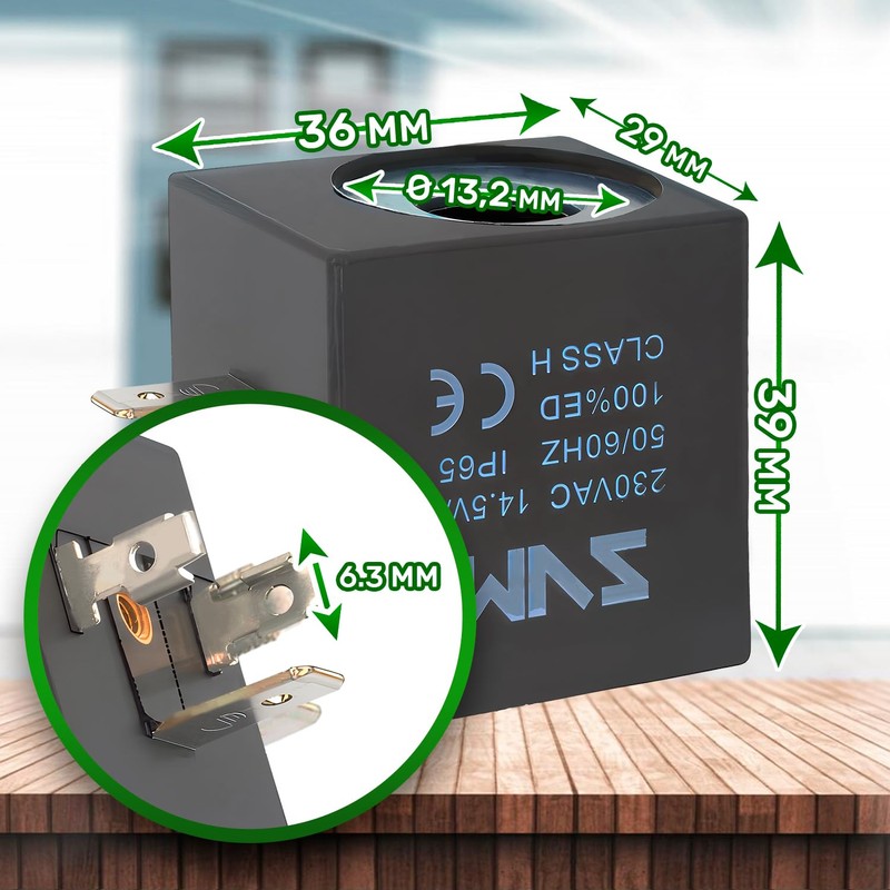 Coil for Solenoid Valve Universal Diameter 13.2 mm 39 x