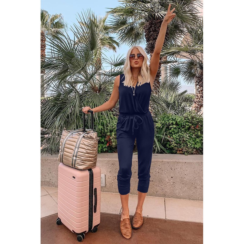 CLOUSPO Jumpsuit for Women Summer Elegant Playsuit Casual Jumpsuit Sleeveless