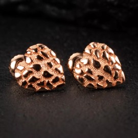 Unbranded Women’s Cute Solid Rose Gold 925 Sterling Silver Nugget Heart Stud Earrings