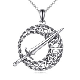 AXELUNA Celtic Knot Sterling Silver Necklace Darkmoon Blade Dark Souls Pendant Necklace Jewelry for Women
