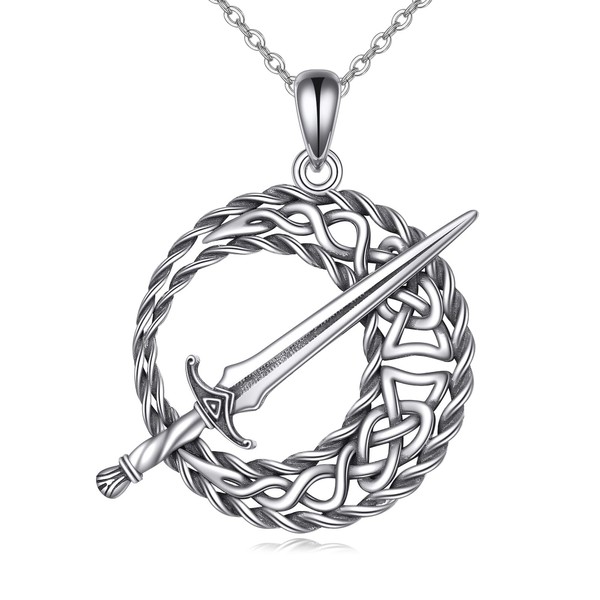 AXELUNA Celtic Knot Sterling Silver Necklace Darkmoon Blade Dark Souls
