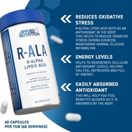 Applied Nutrition Applied Nutrition R-Alpha Lipoic Acid 200mg - 60 Vegetable R ALA Capsules - Premium Formula (2 Month Supply)