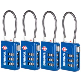 Brinks TSA Accepted Indicator Luggage Lock, Blue - Ressetable Combination, New More Secure TSA008 Key, 4 Pack