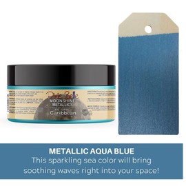Dixie Belle Moonshine Metallics | Caribbean (4oz) | Water-Based Shiny Chalk Mineral Paint | Metallic DIY Furniture Paint