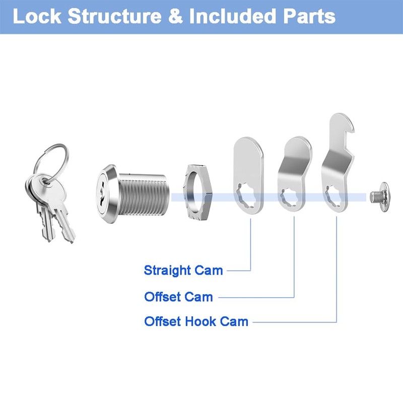 5/8" Cabinet Locks with Keys, Keyed Alike Cam Lock for