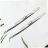 Healeved 2Pcs Steel Tweezers Set Non-Slip Elbow Tweezers for Jewelry