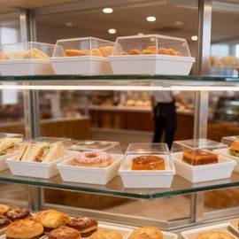 NPLUX Charcuterie Boxes with Clear Lids Mini Bakery Boxes Disposable Treat Boxes to Go Small Food Containers for Dessert Cookie Sandwich Cake 5.3x4.9x2.5INCH(100 Pack, White)